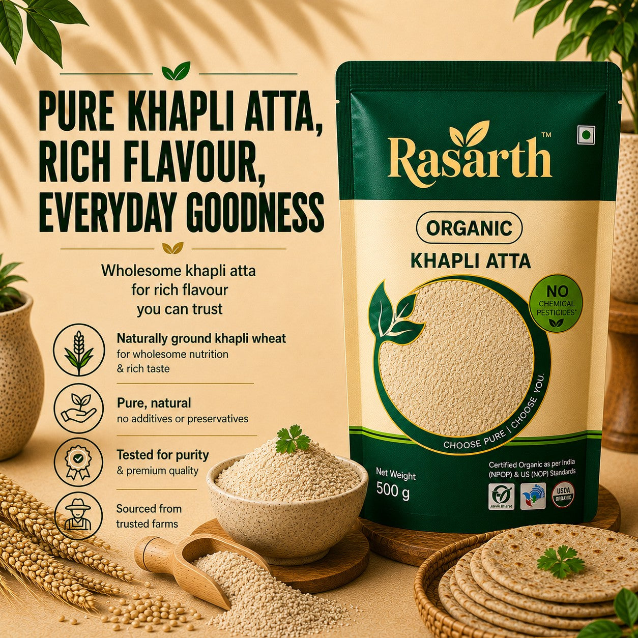 Organic Khapli atta