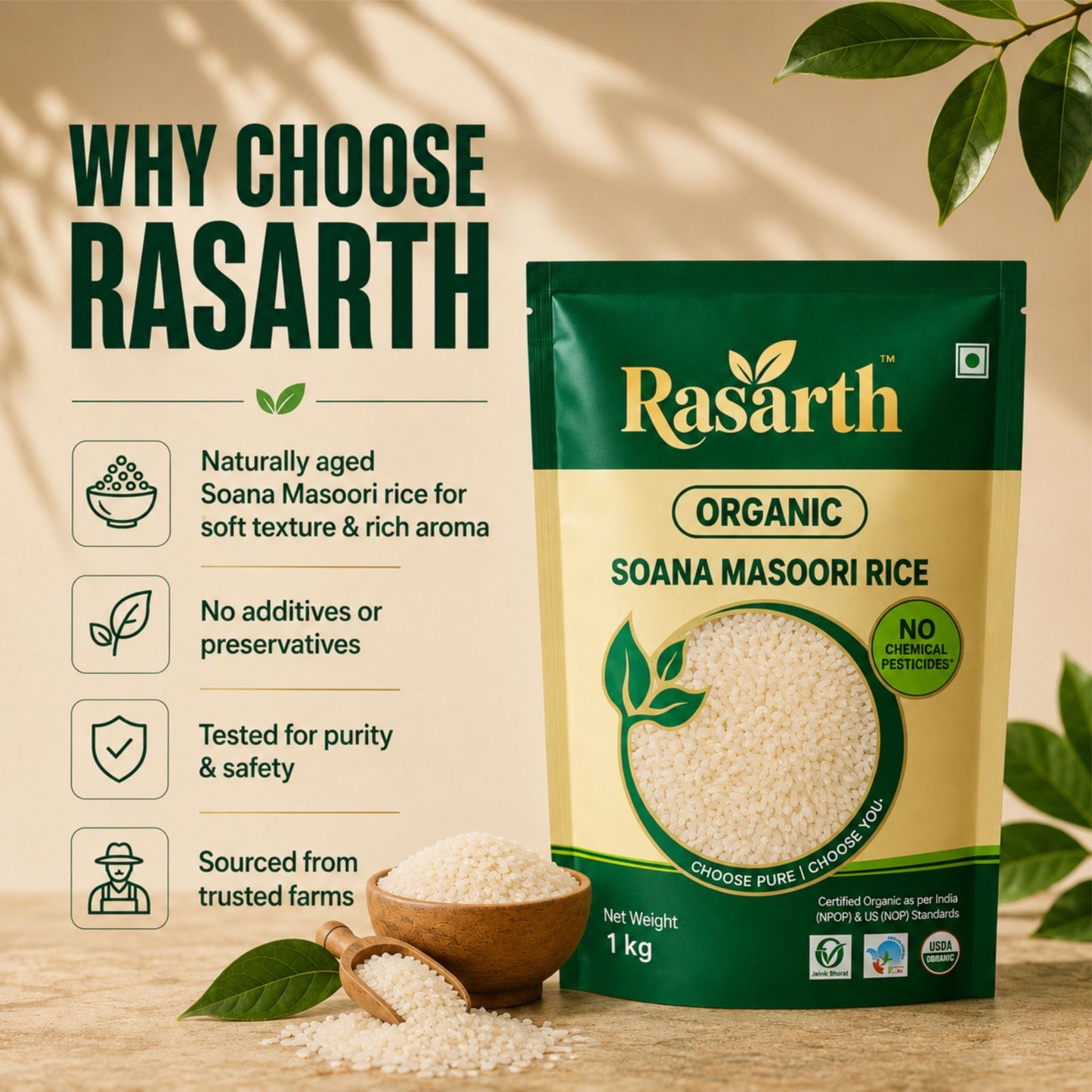Organic Sona Masoori Rice