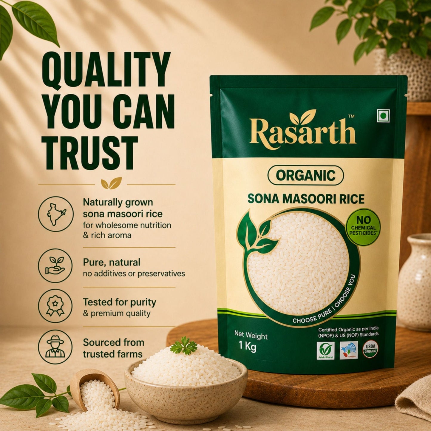 Organic Sona Masoori Rice