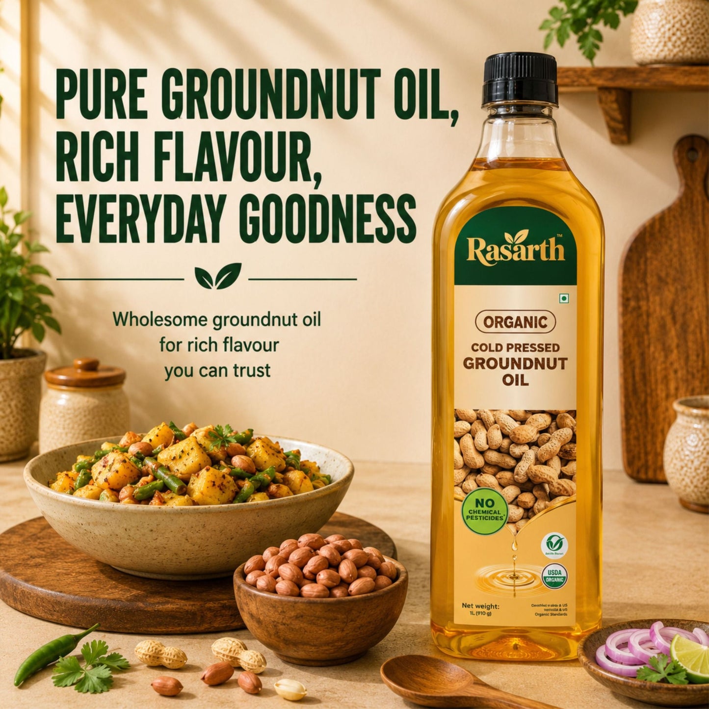 Organic Cold Pressed Groundnut Oil