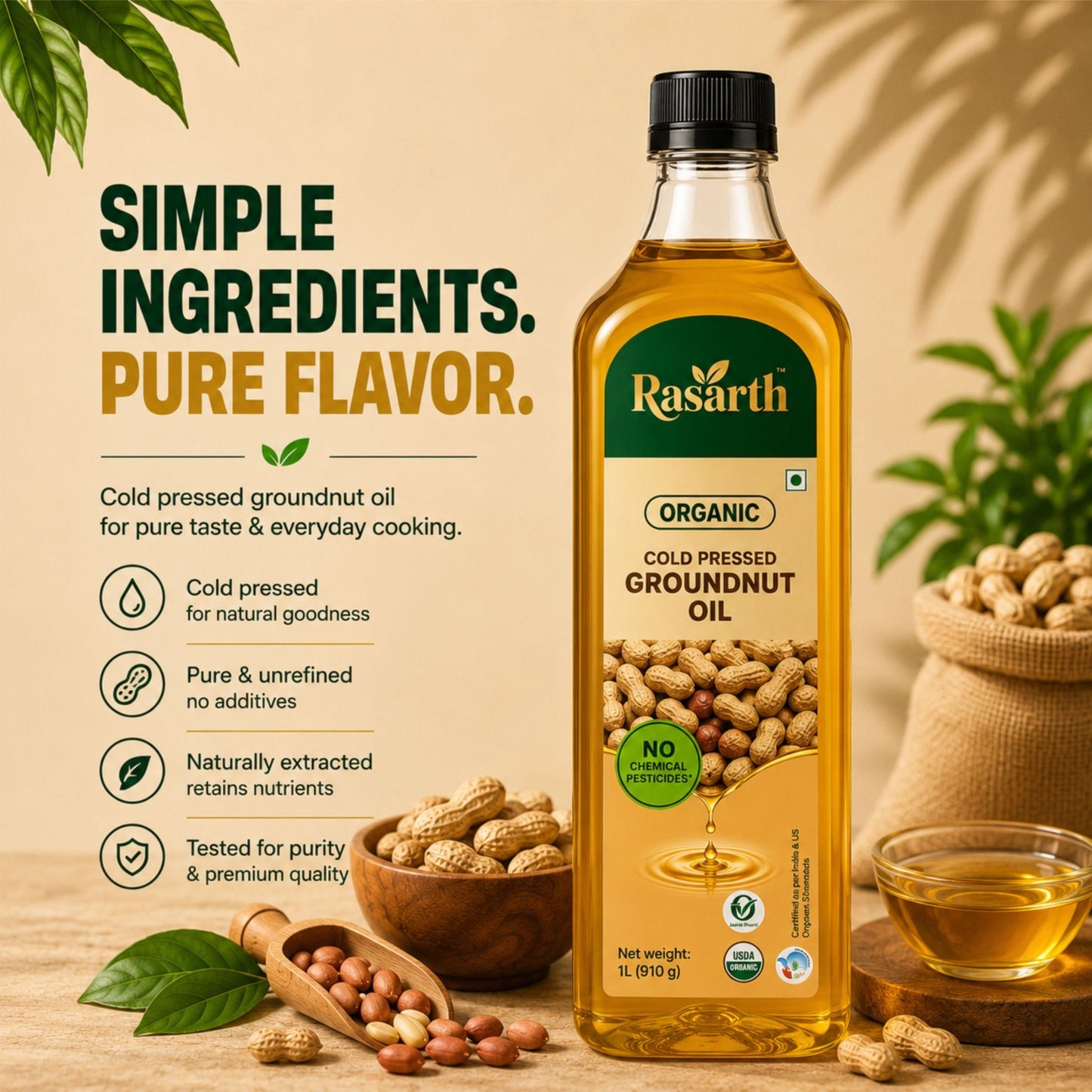 Organic Cold Pressed Groundnut Oil
