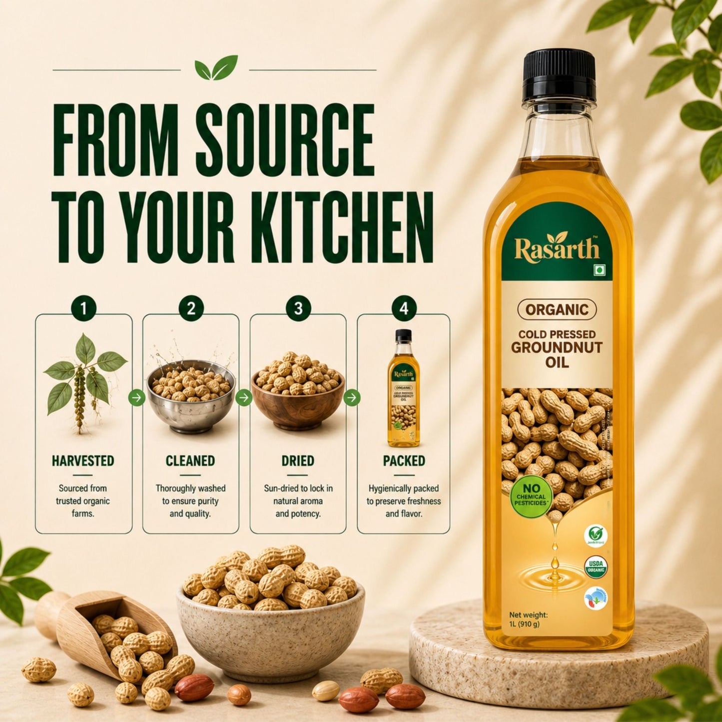 Organic Cold Pressed Groundnut Oil