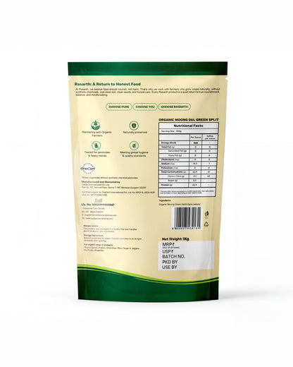 Rasarth Organic Moong Dal (Chilka) Split