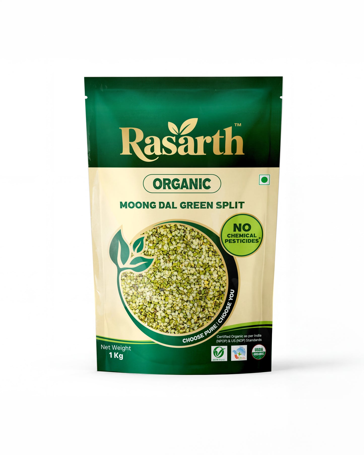 Rasarth Organic Moong Dal (Chilka) Split
