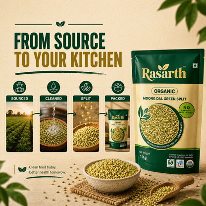 Rasarth Organic Moong Dal (Chilka) Split