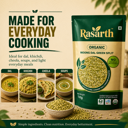 Rasarth Organic Moong Dal (Chilka) Split
