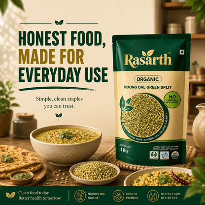 Rasarth Organic Moong Dal (Chilka) Split
