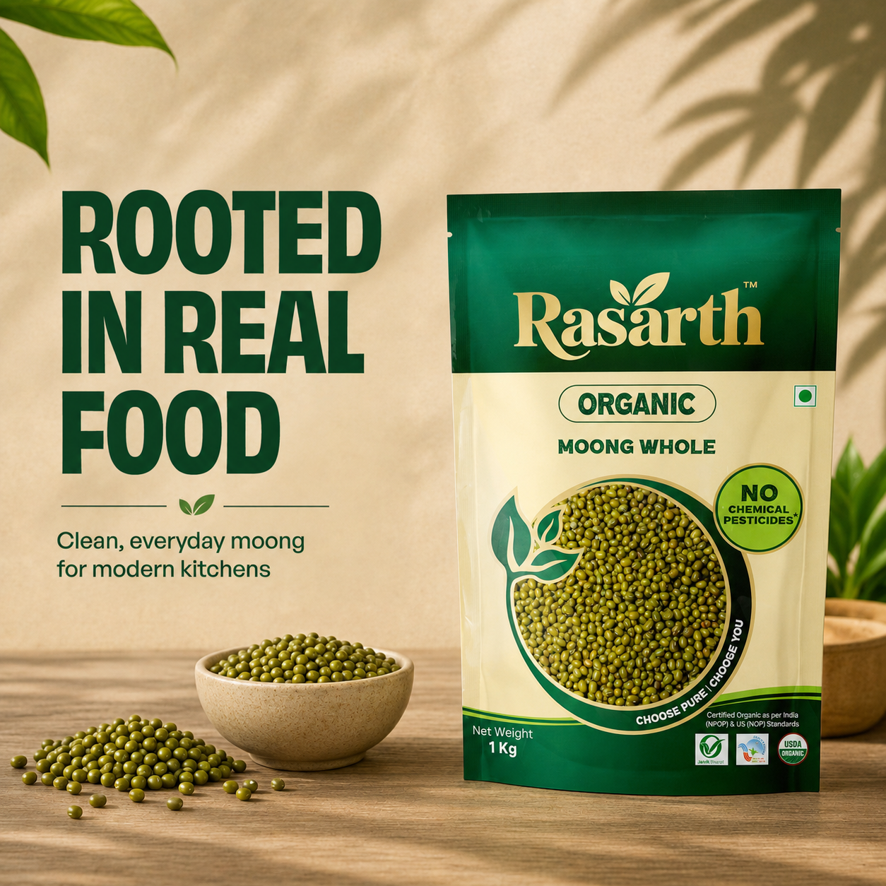 Rasarth Organic Moong Whole Dal