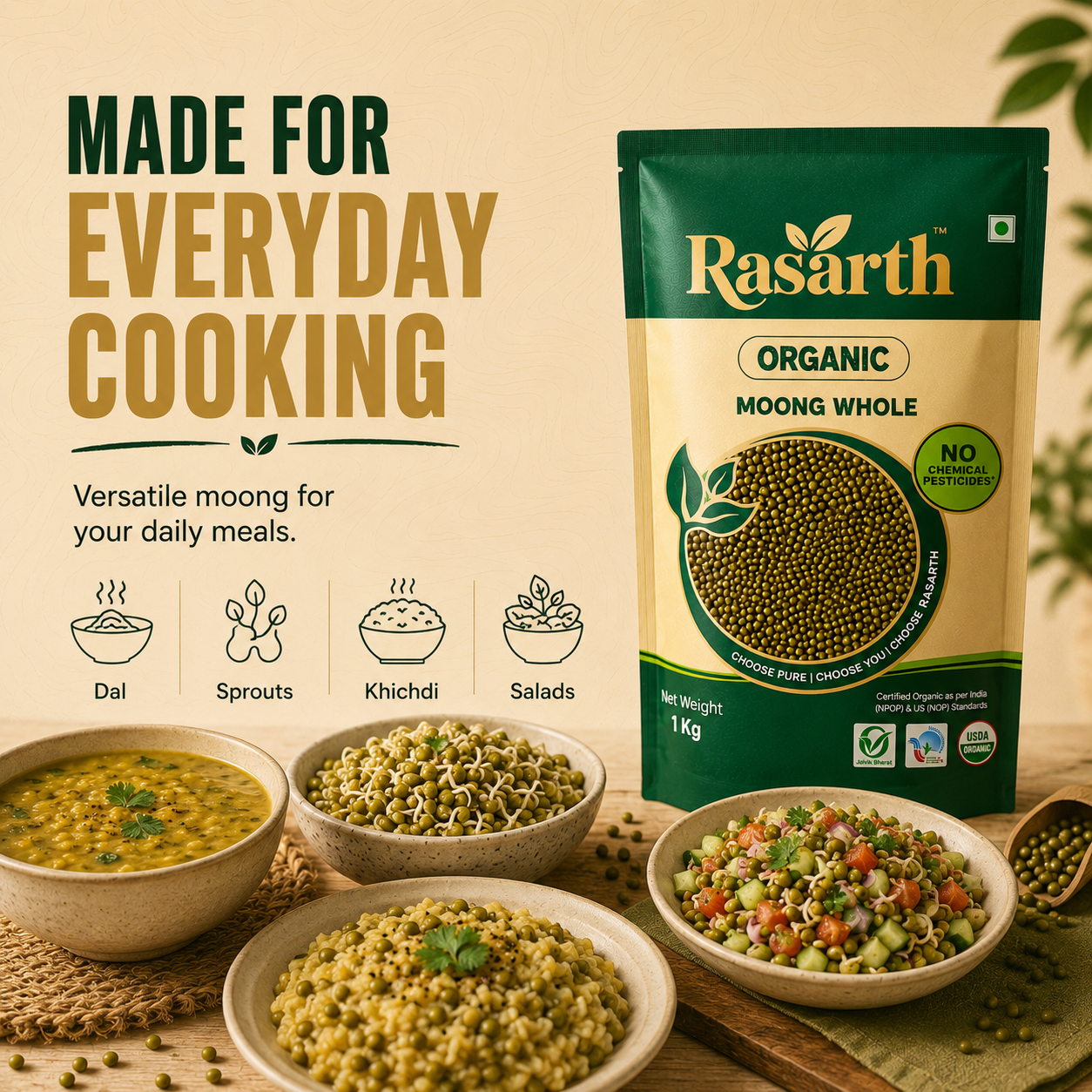 Rasarth Organic Moong Whole Dal