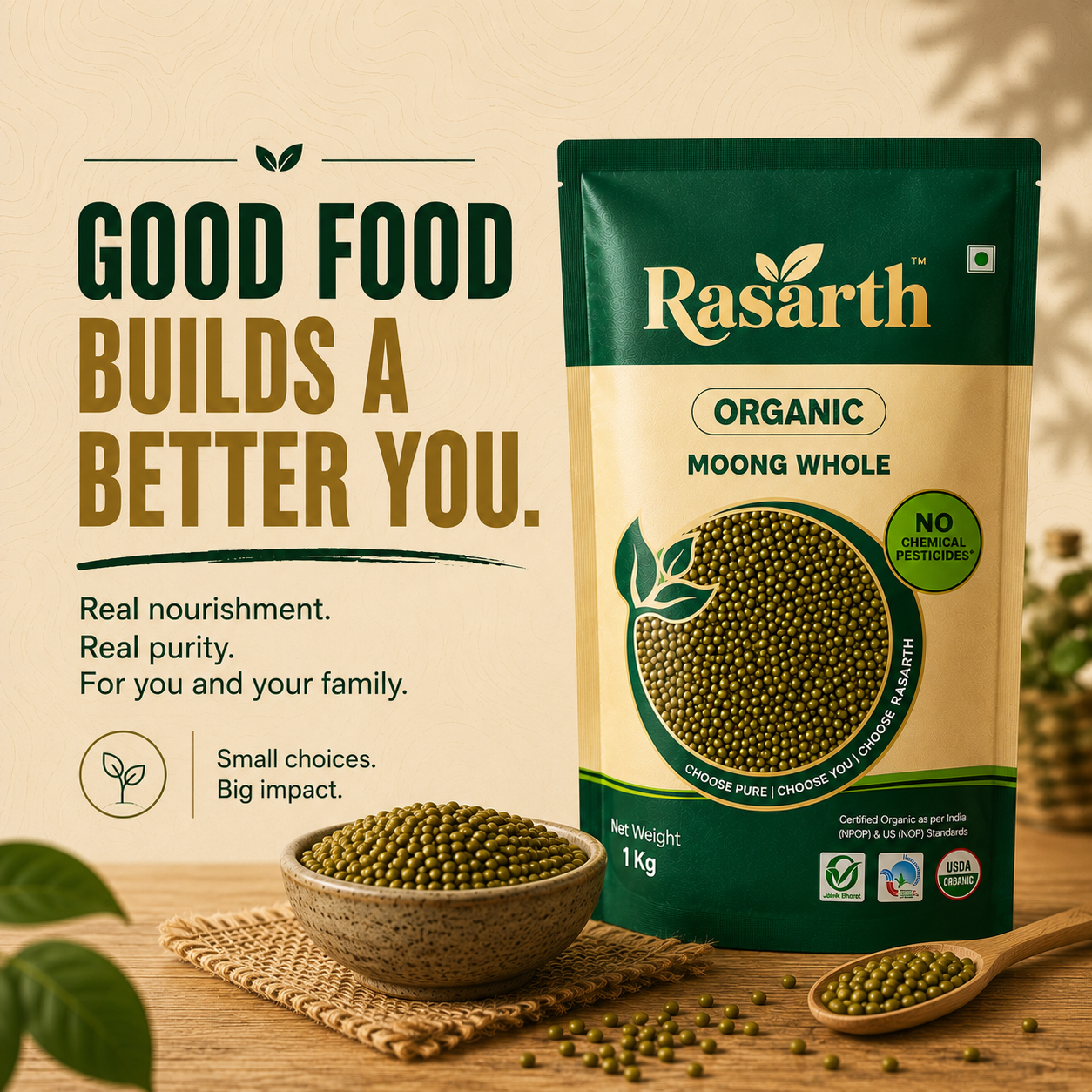 Rasarth Organic Moong Whole Dal