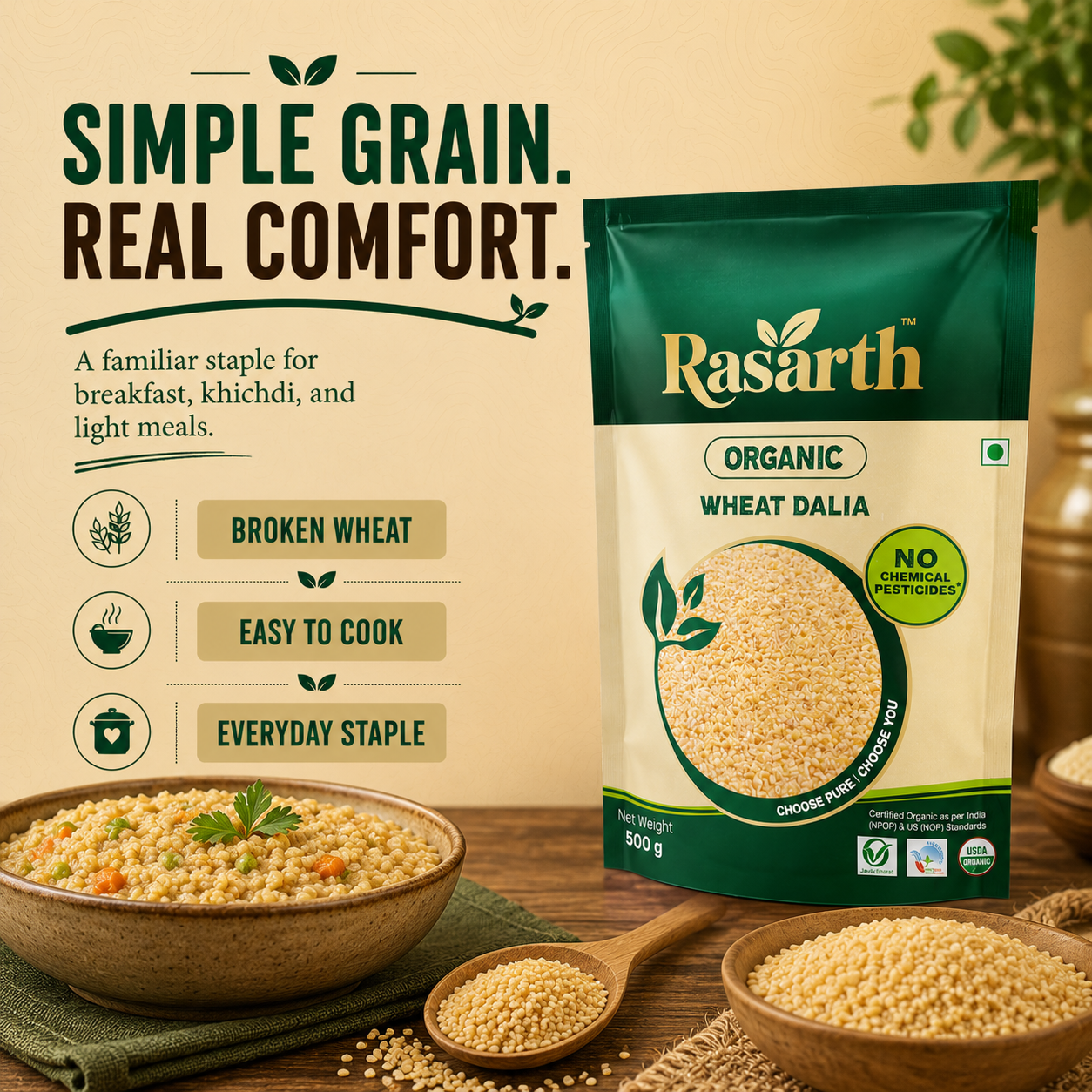 Organic Dalia/ Cracked Wheat