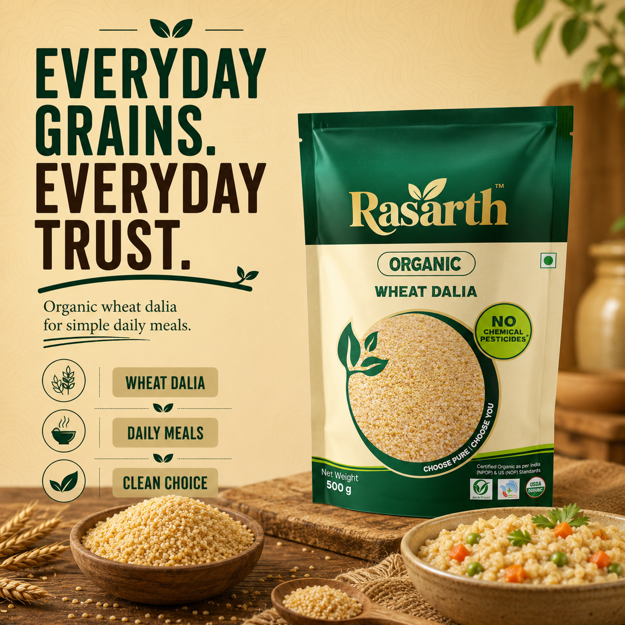Organic Dalia/ Cracked Wheat
