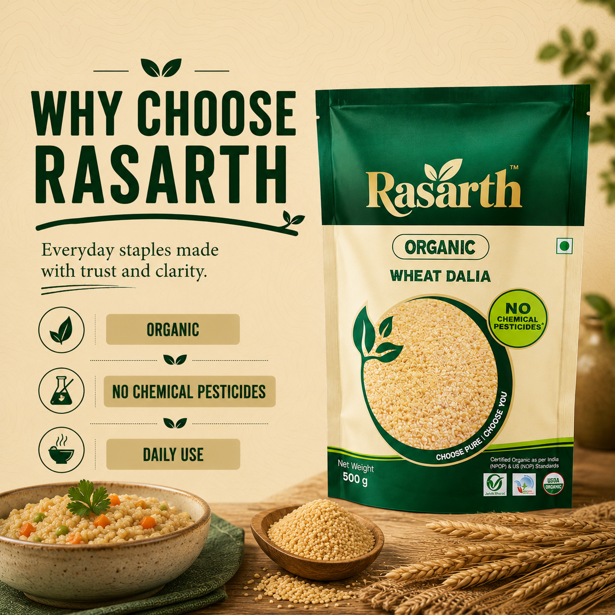Organic Dalia/ Cracked Wheat