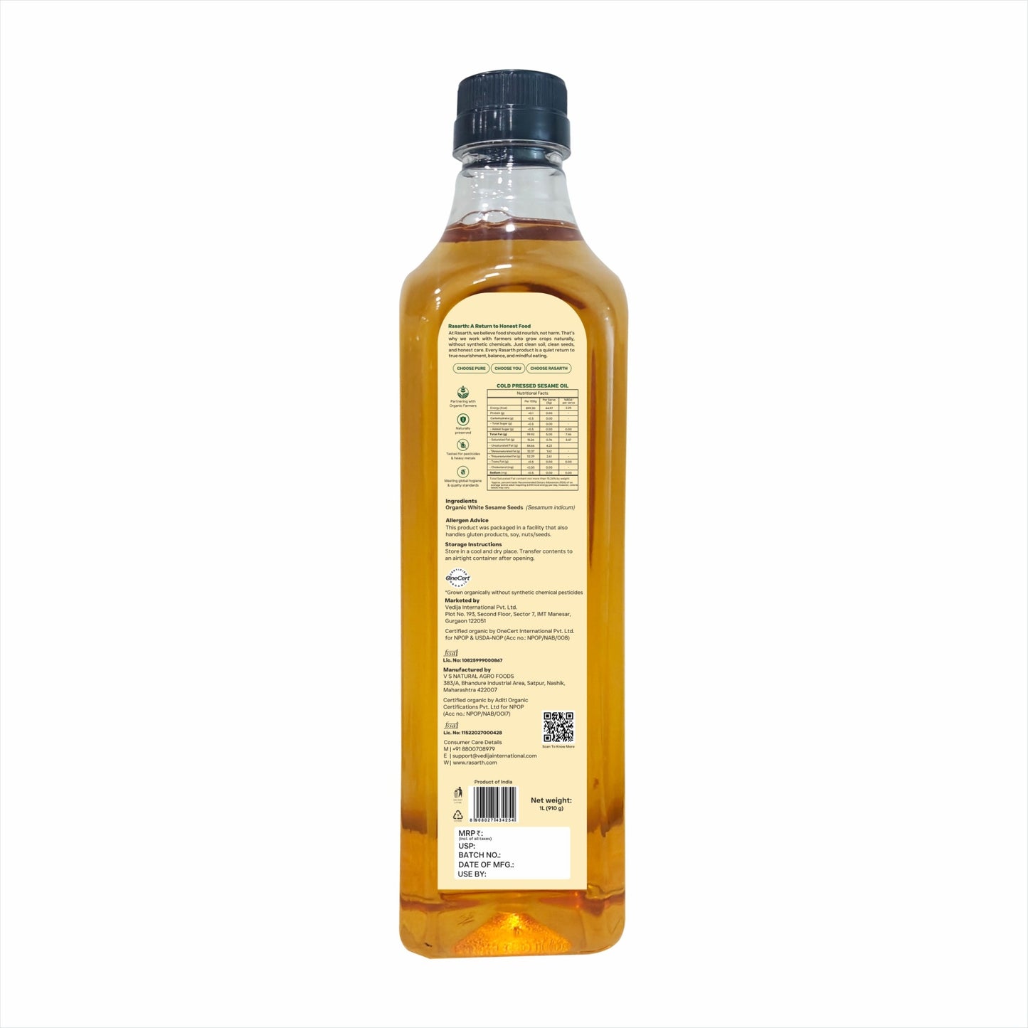 Organic Cold Pressed Sesame oil